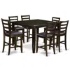 East West Furniture 7 Pc Pub Table Set- Table And 6 Kitchen Counter Chairs In Brown