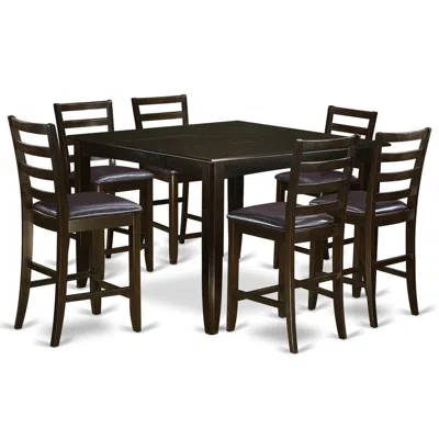 East West Furniture 7 Pc Pub Table Set- Table And 6 Kitchen Counter Chairs