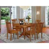 East West Furniture 7 Pc Set Avon Dinette Table With Leaf And 6 Wood Kitchen Chairs In Saddle Brown In Brown