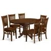 East West Furniture 7 Pc Set Kenley Dinette Table With A Leaf And 6 Hard Wood Seat Chairs In Espresso . In Brown