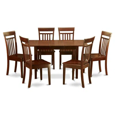 East West Furniture 7 Pc Small Kitchen Nook Dining Set -t Able And 6 Chairs For Dining Room In Brown