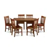 East West Furniture 7 Pc Small Kitchen Table Set - Table With Leaf And 6 Dining Chairs In Brown