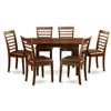 East West Furniture 7 Pc Small Table Set - Kitchen Table With Leaf And 6 Kitchen Dining Chairs In Brown