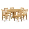 East West Furniture 7 Pc Table And Chair Set - Kitchen Dinette Table And 6 Dinette Chairs In Brown