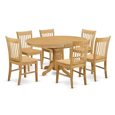 East West Furniture 7 Pc Table And Chair Set - Kitchen Dinette Table And 6 Dinette Chairs In Brown