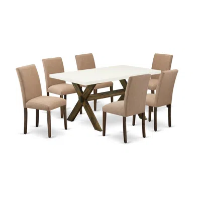 East West Furniture 7-pc Table And Chairs Dining Set In Brown