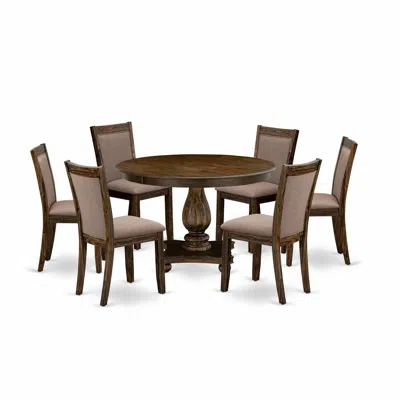 East West Furniture 7-pc Table Set In Brown