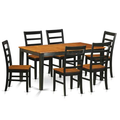 East West Furniture 7 Pc Table Set-dining Table And 6 Dining Chairs In Brown