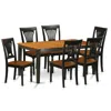 East West Furniture 7 Pc Table Set-dining Table And 6 Wood Dining Chairs In Black