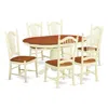 East West Furniture 7 Pc Table Set For 6-kitchen Dinette Table And 6 Dinette Chairs In Neutral
