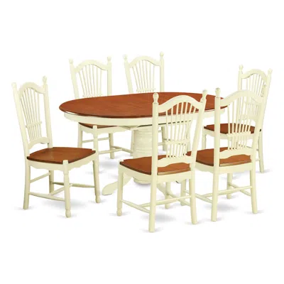 East West Furniture 7 Pc Table Set For 6-kitchen Dinette Table And 6 Dinette Chairs In Neutral
