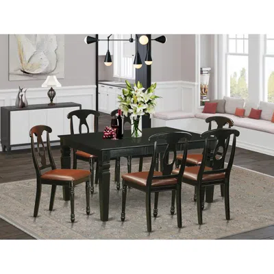 East West Furniture 7 Pc Table Set For 6-kitchen Dinette Table And 6 Kitchen Dining Chairs