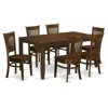 East West Furniture 7 Pc Table With A 12" Leaf And 6 Wood Chairs In Espresso . In Brown