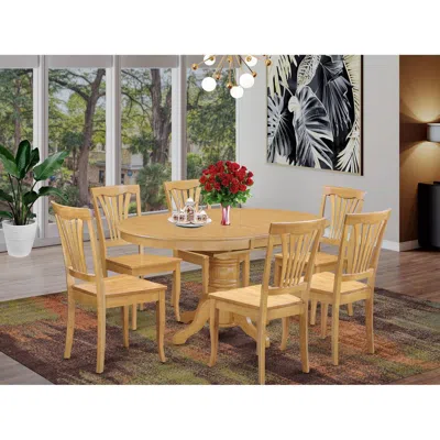 East West Furniture 7 Pckitchen Table Set - Dinette Table And 6 Dining Chairs In Brown