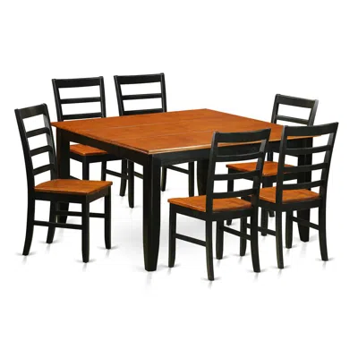 East West Furniture 7 Pckitchen Table Set-dining Table And 6 Wood Dining Chairs