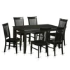 East West Furniture 7 Pcs Dining Room Sets -small Kitchen Table And 6 Dining Chairs In Black