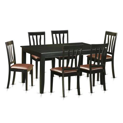 East West Furniture 7 Pcs Dining Room Sets -table And 6 Dinette Chairs In Black