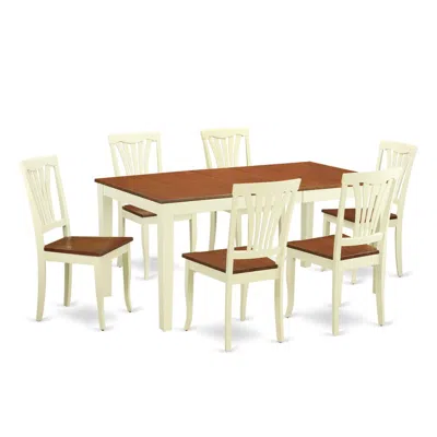 East West Furniture 7 Pcs Dining Set -kitchen Table And 6 Dining Chairs In Brown