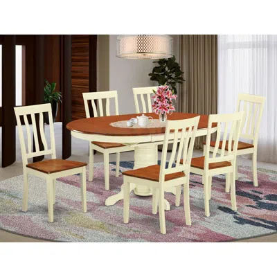East West Furniture 7 Pcs Dining Set -table And 6 Kitchen Chairs