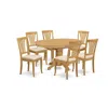 East West Furniture 7 Pcs Dining Set Consist Of An Oval Kitchen Table With Butterfly Leaf And 6 Linen Fabric Upholstered