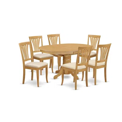 East West Furniture 7 Pcs Dining Set Consist Of An Oval Kitchen Table With Butterfly Leaf And 6 Linen Fabric Upholstered