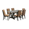 East West Furniture 7-piece Amazing Dining Room Table Set An Excellent Cement Color Wood Table Top And 6 Gorgeous Linen  In Multi