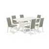 East West Furniture 7-piece Amazing Dining Table Set An Outstanding 6 Dining Table Top And 6 Wonderful Linen Fabric Dini In White