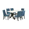 East West Furniture 7-piece Awesome A Good Linen White Dining Table Top And 6 Attractive Linen Fabric Padded Parson Chai In Multi