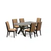 East West Furniture 7-piece Beautiful Dining Room Set A Superb Cement Color Kitchen Rectangular Table Top And 6 Gorgeous In Brown
