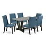East West Furniture 7-piece Beautiful Modern Dining Table Set In Blue
