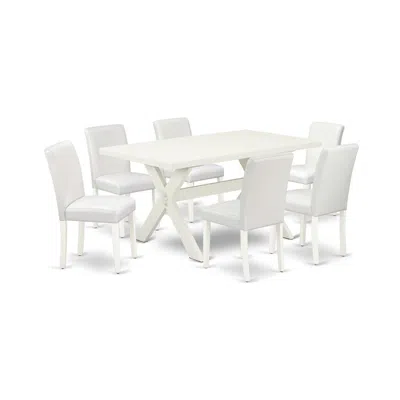 East West Furniture 7-piece Beautiful Modern Dining Table Set An Excellent Linen White Rectangular Table Top And 6 Beaut