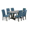 East West Furniture 7-piece Beautiful Rectangular Dining Room Table Set In Blue