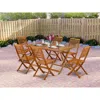 East West Furniture 7 Piece Bistro Table Set Outdoor- Great For The Beach, Campy, Picnics - Wonderful Wood Folding Table
