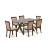 East West Furniture 7 Piece Contemporary Modern Dining Set - A Cement Top Dinner Table With Trestle Base And 6 Dark Khak In Brown