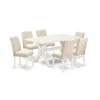 East West Furniture 7-piece Dinette Set - 6 Parson Chairs And A Rectangular Dinette Table Hardwood Structure In Pink