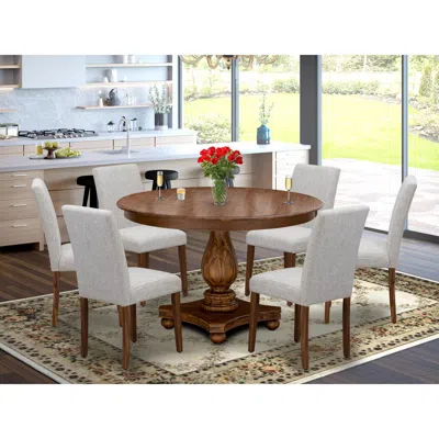 East West Furniture Norden 3-piece Dining Table and Slat Back Chairs in Mahogany