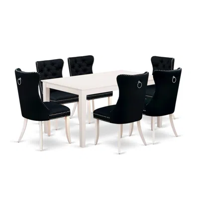 East West Furniture 7 Piece Dinette Set Consists Of A Rectangle Modern Dining Table In Black