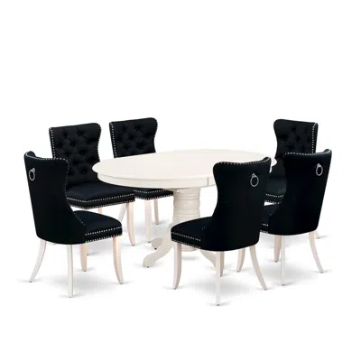 East West Furniture 7 Piece Dining Room Furniture Set In Black