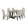 East West Furniture 7-piece Dining Room Set - 6 Parson Chair And A Rectangular Wood Table Solid Wood Frame In Brown