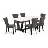 East West Furniture 7-piece Dining Room Set - 6 Parson Dining Chairs And Dining Room Table Solid Wood Structure In Gray