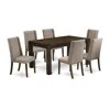 East West Furniture 7-piece Dining Room Set- 6 Parson Chairs With Dark Khaki Linen Fabric Seat And Stylish Chair Back In Multi