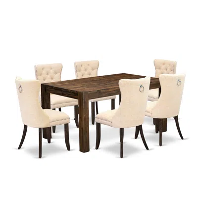 East West Furniture 7 Piece Dining Room Set In Neutral