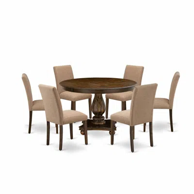 East West Furniture 7 Piece Dining Room Set In Multi