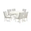 East West Furniture 7-piece Dining Room Set 6 Light Grey Linen Fabric Parson Dining Chairs With Button Tufted Back And 1 In Neutral