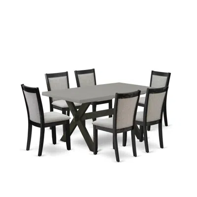 East West Furniture 7 Piece Dining Room Set In Gray