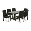 East West Furniture 7-piece Dining Room Table Set - 6 Parson Dining Chair And Dinette Table Hardwood Frame In Black