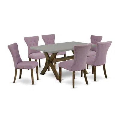 East West Furniture 7-piece Dining Room Table Set - 6 Parson Dining Chairs And A Rectangular Table Hardwood Structure In Multi