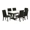 East West Furniture 7-piece Dining Room Table Set - 6 Parson Dining Chairs And A Rectangular Table Hardwood Structure In Multi