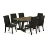 East West Furniture 7-piece Dining Room Table Set - 6 Parson Dining Chairs And Dinette Table Hardwood Frame In Black