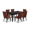 East West Furniture 7 Piece Dining Room Table Set In Brown